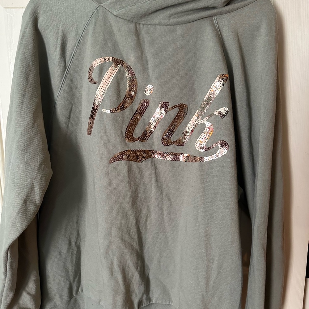 PINK light olive green hoodie